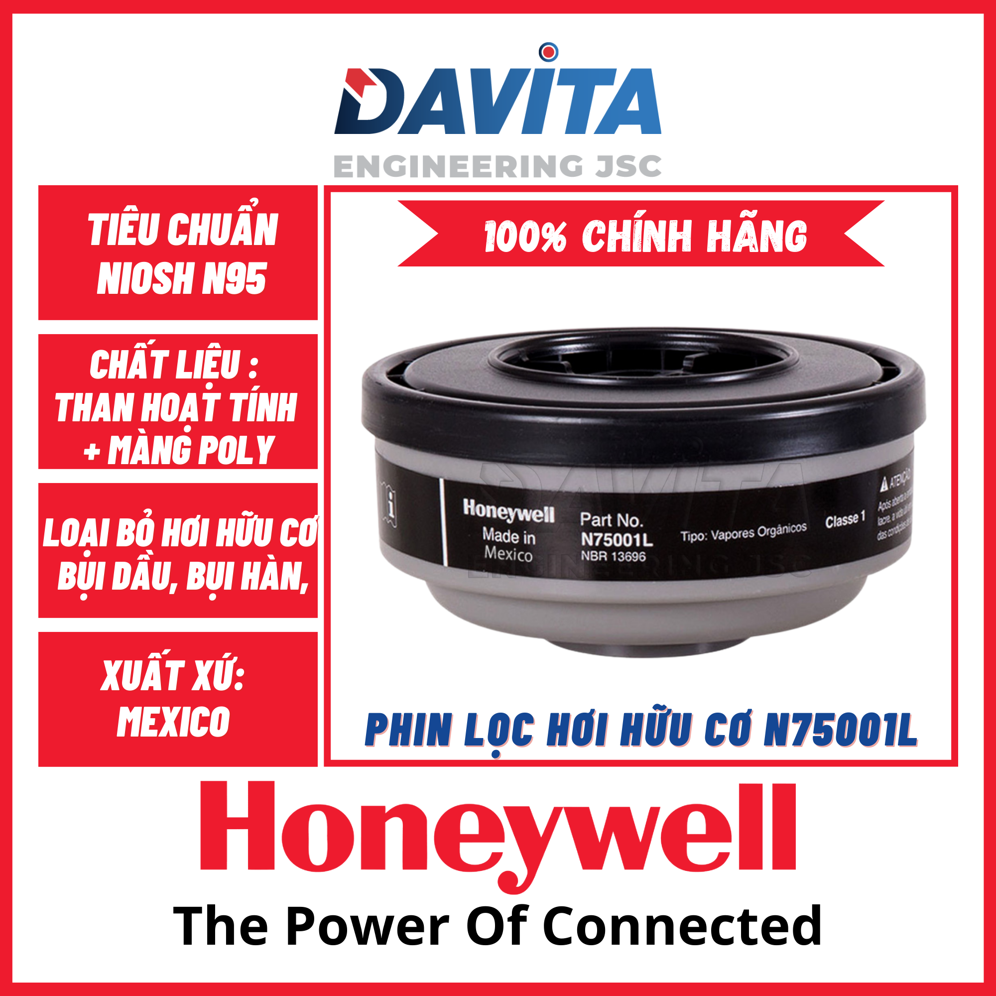 Phin Lọc Hơi Hữu Cơ Honeywell N75001L