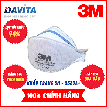 Khẩu trang 3M FFP2 Aura 9320A , lọc bụi tối thiểu 94%