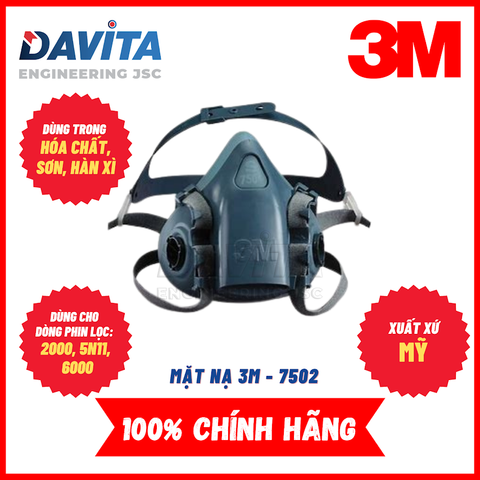 Mặt nạ phòng độc 7502 3M Size vừa, chưa gồm phin lọc