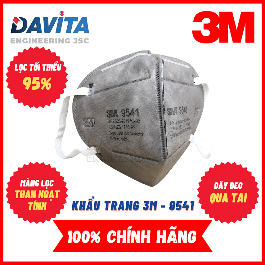 Hộp Khẩu Trang 25 Cái 9541 3M, Chống Hóa Chất Nhẹ, Lọc Bụi, Vi Khuẩn, Mỗi Khách Chỉ Được Mua 1 Hộp