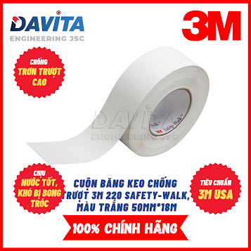 Cuộn Băng keo chống trượt 3M 220 Safety-walk, màu trắng 50MM*18M