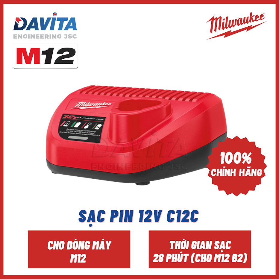 Sạc C12C Milwaukee (Cho pin 12V)