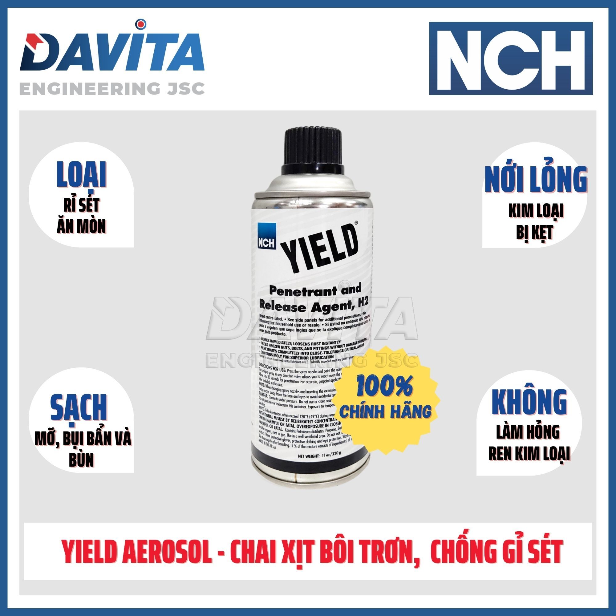 Chai xịt Chất bôi trơn, thẩm thấu chống gỉ sét Yield Aerosol