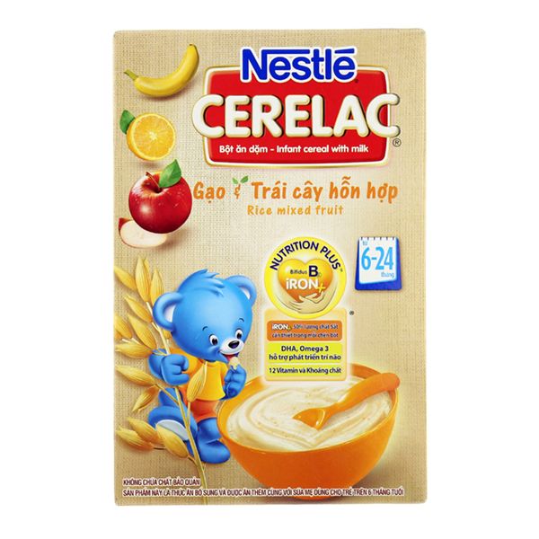  Bột ăn dặm Nestlé Cerelac gạo trái cây cho trẻ từ 6 đến 24 tháng hộp 200g 
