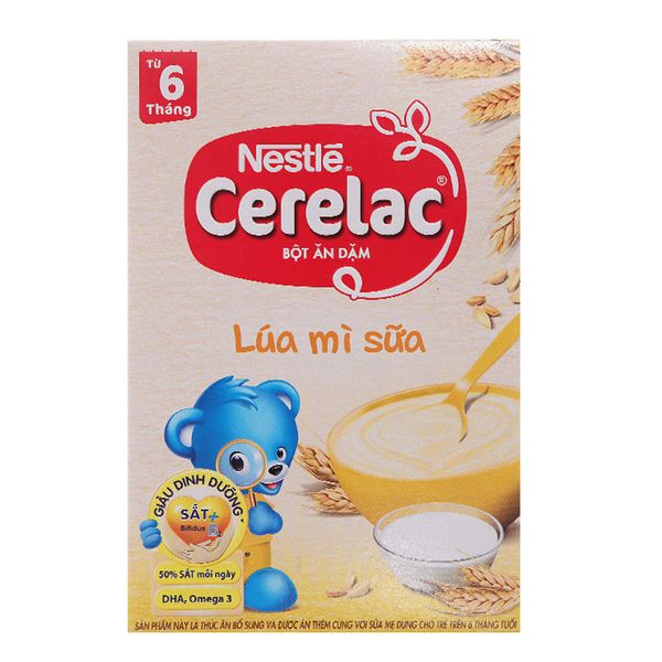  Bột ăn dặm Nestle Cerelac lúa mì sữa cho trẻ từ 6 đến 24 tháng hộp 200g 