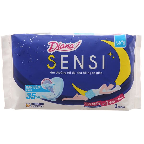  Băng vệ sinh ban đêm Diana Sensi gói 3 miếng 35cm 
