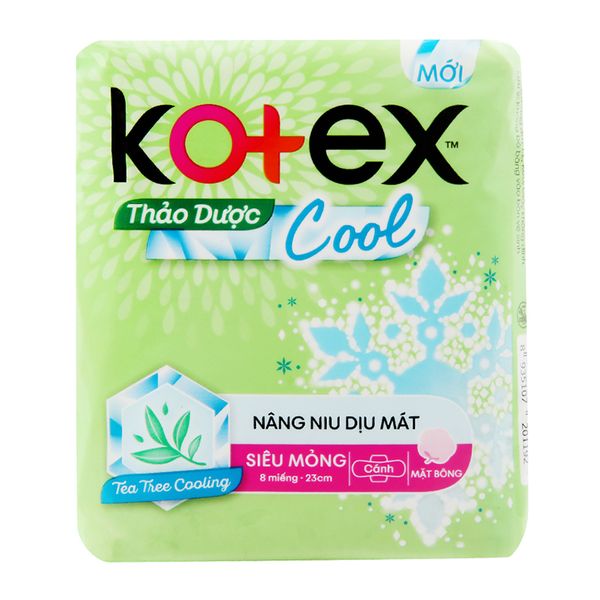  Băng vệ sinh Kotex thảo dược Cool siêu mỏng cánh gói 8 miếng 