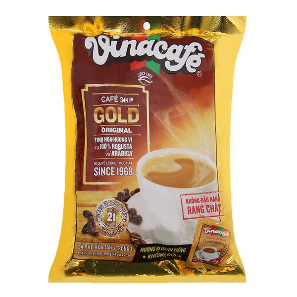  Cà phê sữa VinaCafé Gold Original 24 gói x 20g bịch 480g 