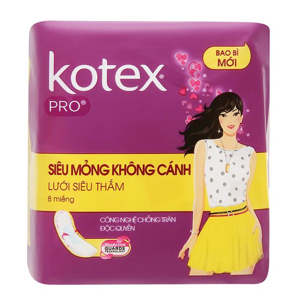  Băng vệ sinh Kotex Pro siêu mỏng không cánh gói 8 miếng 