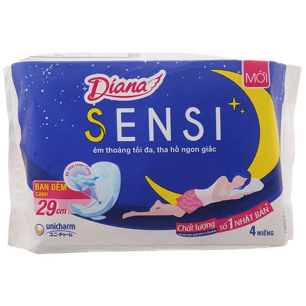  Băng vệ sinh ban đêm Diana Sensi gói 4 miếng 
