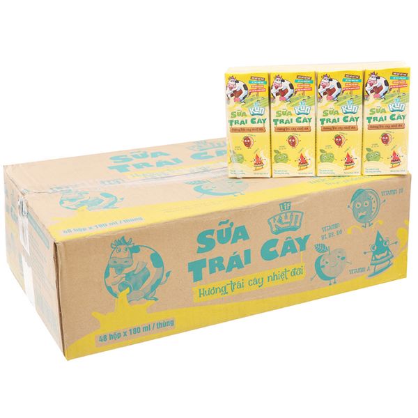  Sữa trái cây LiF Kun trái cây nhiệt đới thùng 48 hộp x 180ml 