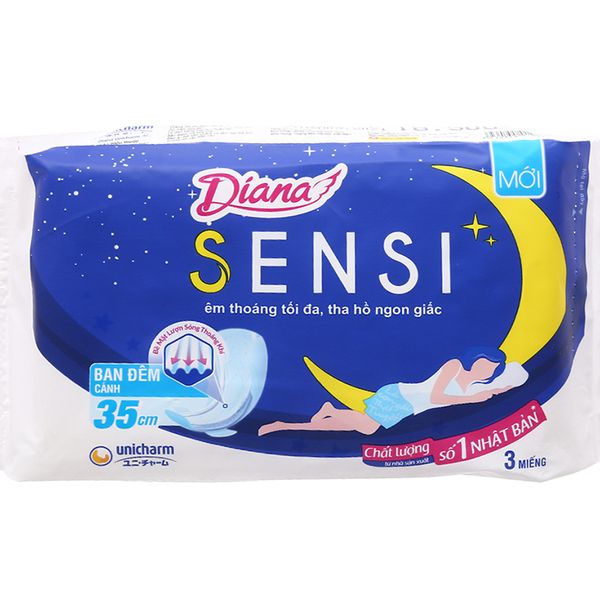  Băng vệ sinh ban đêm Diana Sensi có cánh 35cm gói 3 miếng 