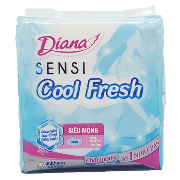  Băng vệ sinh Diana Sensi Cool Fresh siêu mỏng cánh 8 miếng 