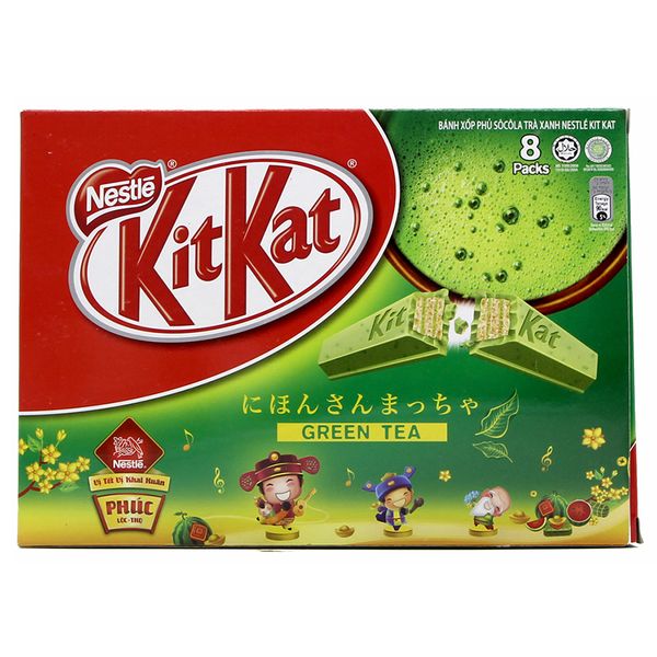  Bánh quy Kitkat Nestle trá xanh hộp 8 thanh x 17g 