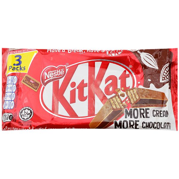  Bánh quy Socola Kitkat Chunky Cocoa 4F 3 thanh gói 105g 