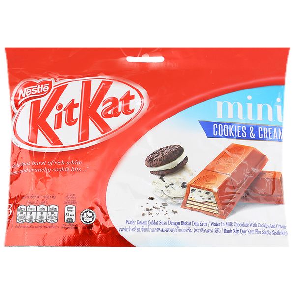  Bánh quy Socola Kitkat mini  kem gói 8 thanh x 15g 