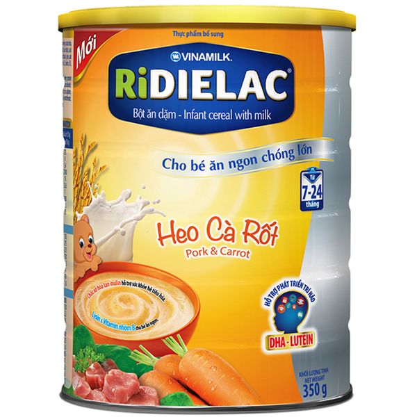  Bột ăn dặm Ridielac heo cà rốt cho trẻ từ 7 đến 24 tháng lon  350 g 