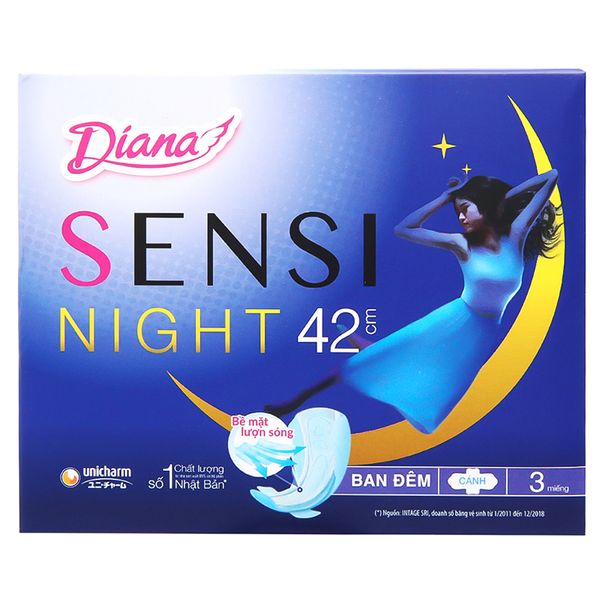  Băng vệ sinh ban đêm Diana Sensi  gói 3 miếng 42cm 