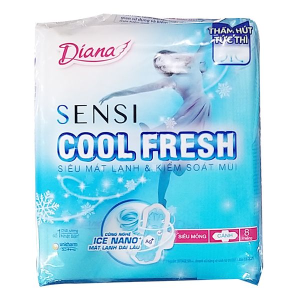  Băng vệ sinh Diana Sensi Cool Fresh siêu mỏng cánh gói 8 miếng 