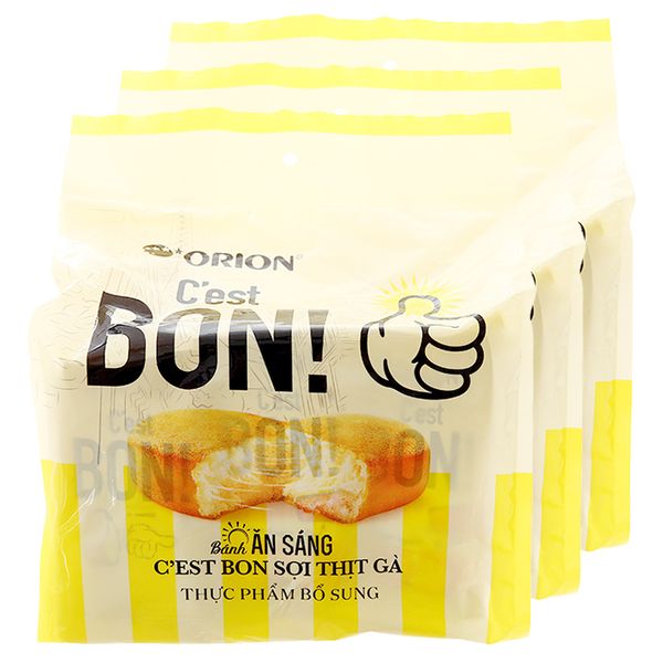  Bánh ăn sáng Orion C'est Bon sợi thịt gà bộ 3 gói x 85g 