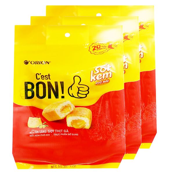  Bánh ăn sáng Orion C'est Bon sợi thịt gà vị phô mai bộ 3 gói x 101,5g 