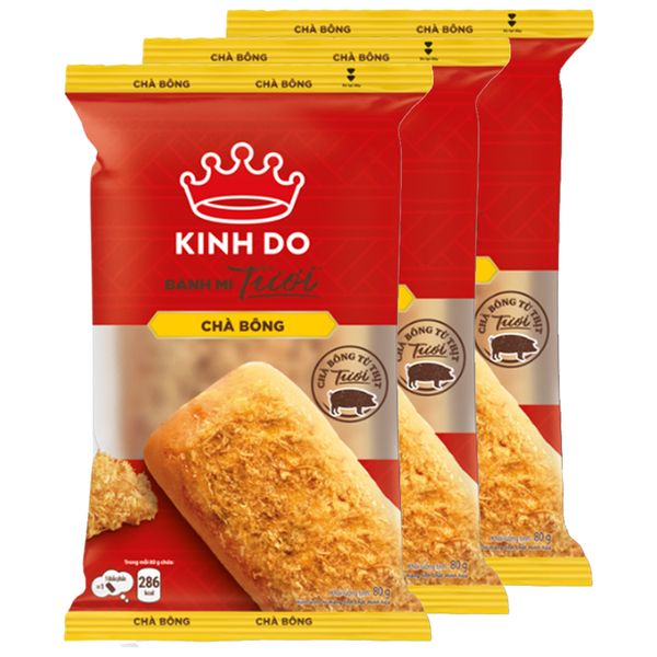  Bánh mì tươi Kinh Đô chà bông bộ 3 gói x 80 g 