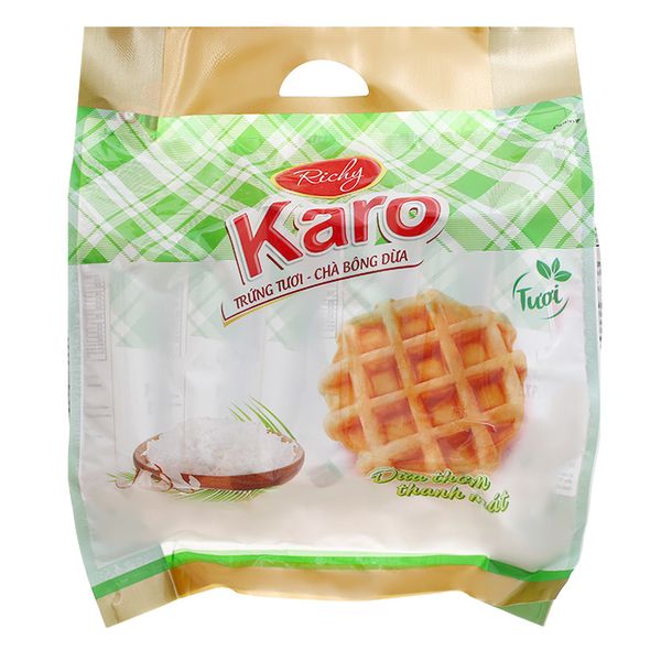  Bánh trứng tươi Karo Richy vị dừa 26g x 6 gói túi 156g 