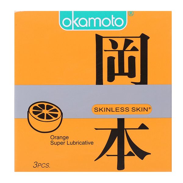  Bao cao su Okamoto Skinless Skin hương cam hộp 3 cái 53mm 