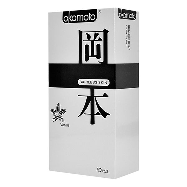  Bao cao su Okamoto Skinless Skin hương Vani hộp 10 cái 53mm 