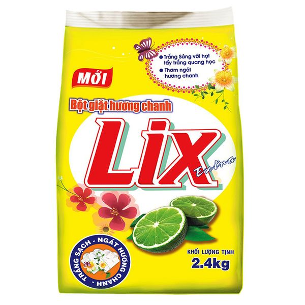  Bột giặt Lix Extra hương chanh túi 2,4 kg 