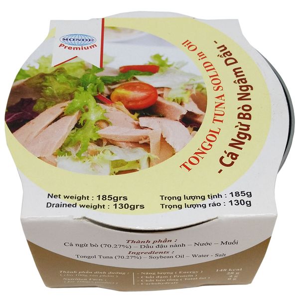  Cá ngừ bò ngâm dầu Monde Premium hộp 185g 