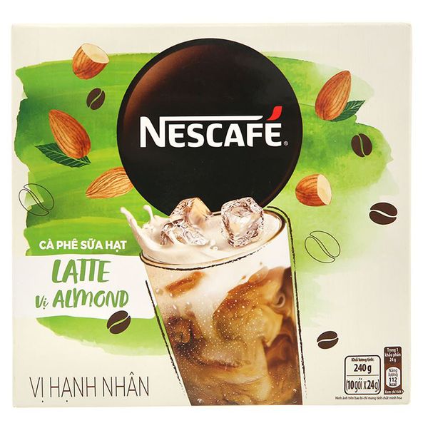  Cà phê sữa hạt Latte NesCafé vị hạnh nhân 10 gói x 24g hộp 240g 