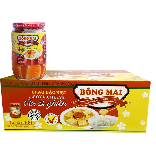  Chao Bông Mai đặc biệt lọ thủy tinh thùng 12 lọ x 400 g 