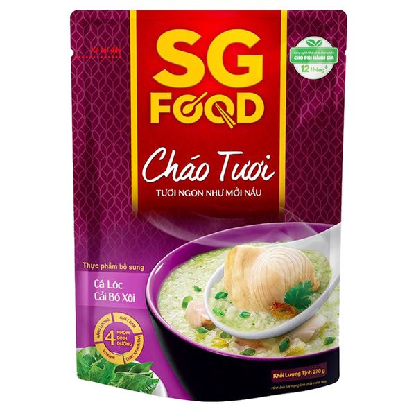  Cháo tươi Sài Gòn Food vị cá lóc cải bó xôi gói 240g 