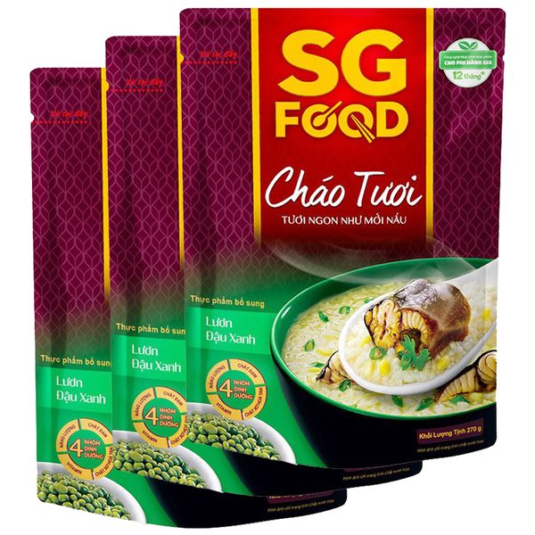  Cháo tươi Sài Gòn Food vị lươn đậu xanh bộ 3 gói x 240g 