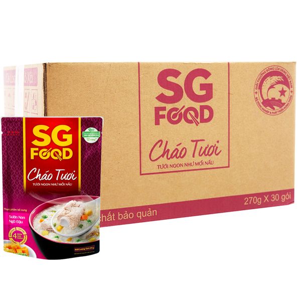  Cháo tươi Sài Gòn Food sườn non ngũ đậu thùng 30 gói x 270g 