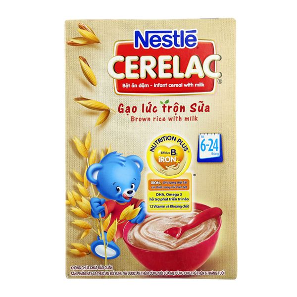  Bột ăn dặm Nestlé Cerelac gạo lức trộn sữa cho trẻ từ 6 đến 24 tháng hộp 200g 