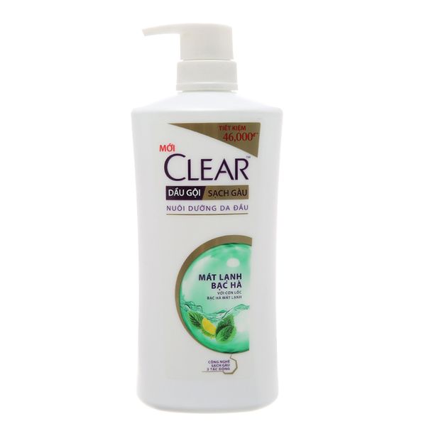  Dầu gội Clear mát lạnh bạc hà sạch gàu ngứa vi khuẩn chai 630 g 