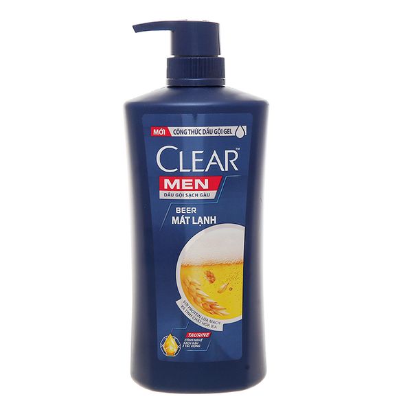  Dầu gội Clear Men Beer sạch gàu mát lạnh chai 650g 