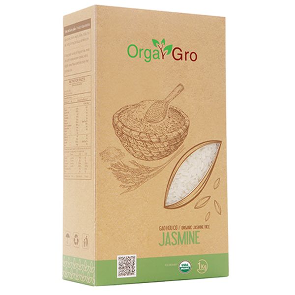  Gạo hữu cơ Jasmine Orga Gro hộp 1 kg 