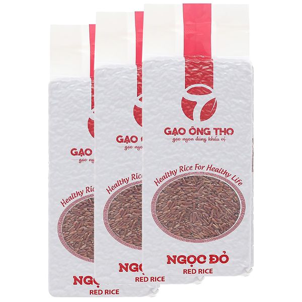  Gạo lứt Ông Thọ Ngọc Đỏ bộ 3 túi x 1kg 