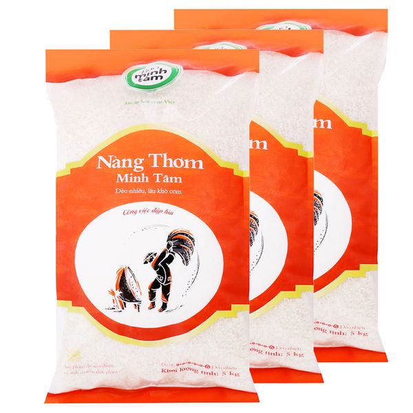  Gạo nàng thơm chợ Đào Minh Tâm bộ 3 túi x 5kg 