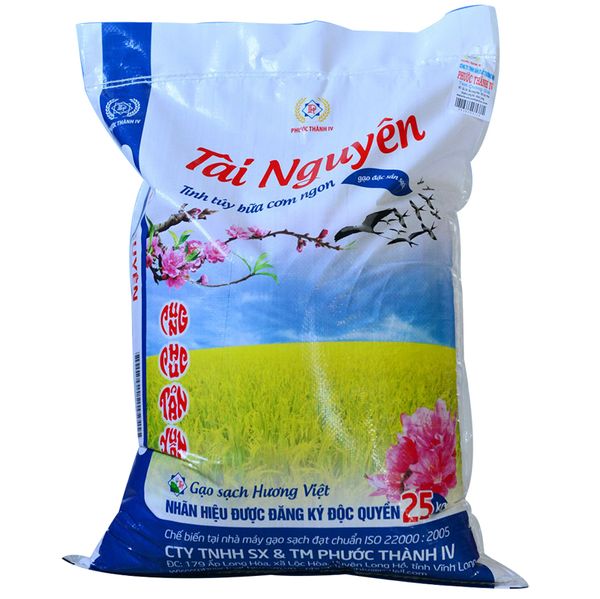  Gạo Tài nguyên Phước Thành 4 mềm xốp ngọt cơm bao 25 kg 