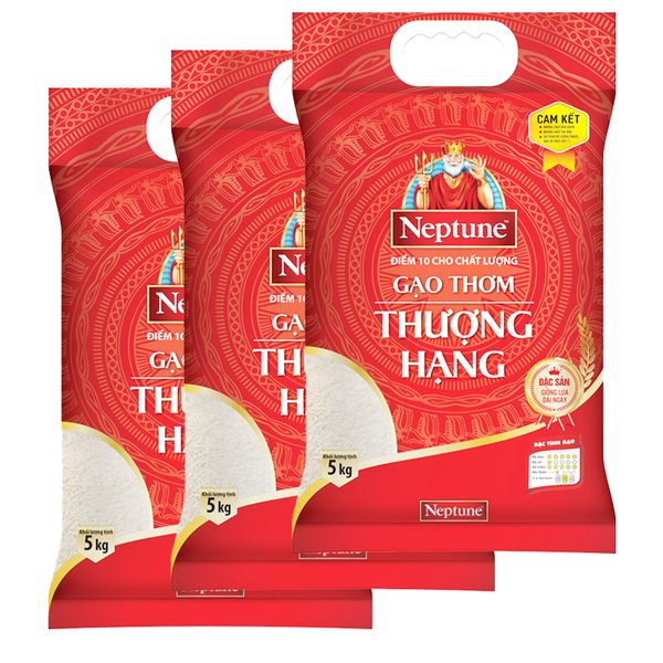  Gạo thơm thượng hạng Neptune bộ 3 túi x 5kg 