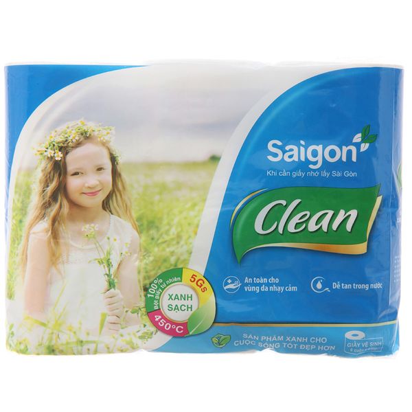  Giấy vệ sinh Sài Gòn clean 2 lớp lốc 6 cuộn 