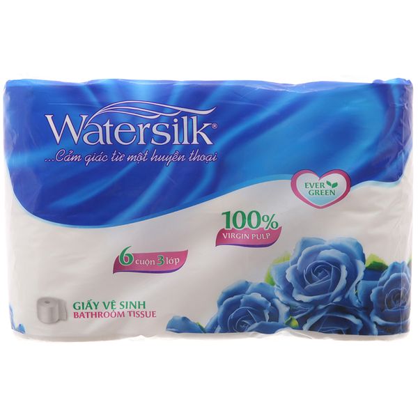  Giấy vệ sinh Watersilk 3 lớp lốc 6 cuộn 