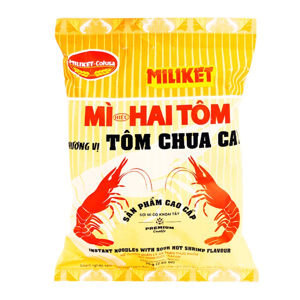  Mì Miliket hai tôm cao cấp tôm chua cay gói 75 g 