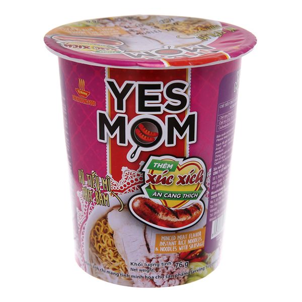  Hủ tiếu mì Yes Mom thịt bằm xúc xích ly 76g 