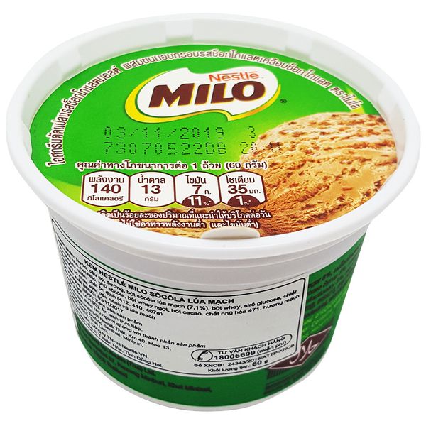  Kem Nestlé Milo sôcôla lúa mạch hũ 60 g 