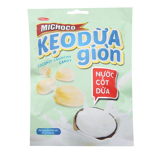  Kẹo dừa giòn Bibica vị nước cốt dừa Michoco gói 100g 